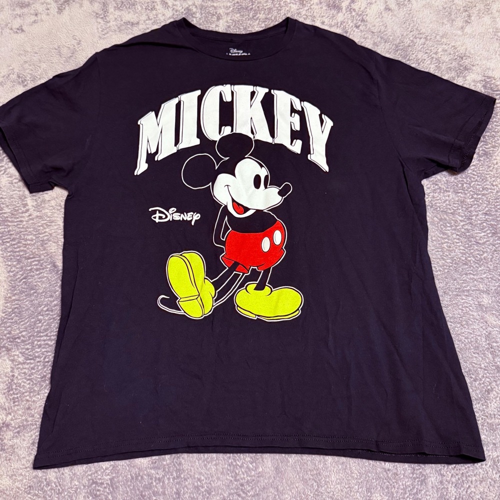 Disney Mickey‎ Mouse Graphic T Shirt Mens XL Navy Black Cotton